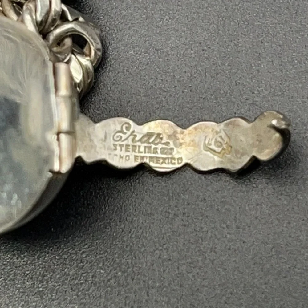 Vintage Sterling Silver Charm Bracelet with Sphere Fold-Out Photo Locket Mexican